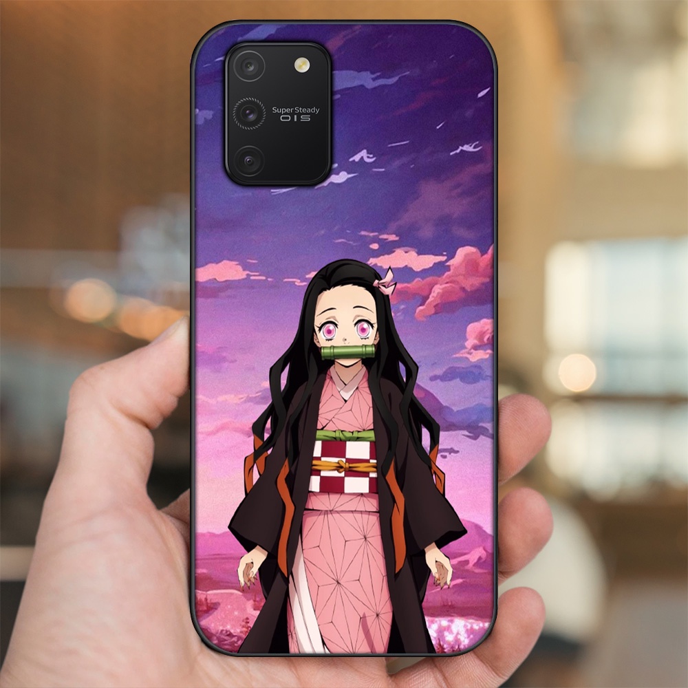Ốp lưng Samsung S10 Lite viền đen in hình Nezuko Kimetsu no Yaiba