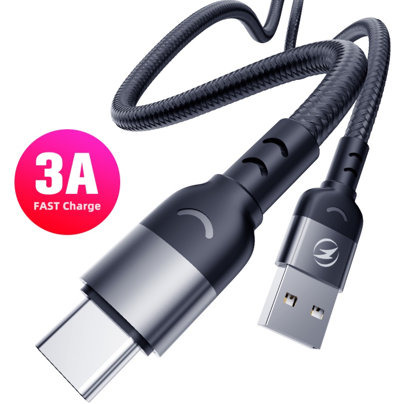 Dây cáp sạc nhanh FONKEN USB A sang Type C 3A 0.5/ 1/ 2m thích hợp cho Xiaomi Poco M3 X3 F2 Mi 11 9 Samsung Huawei Oppo