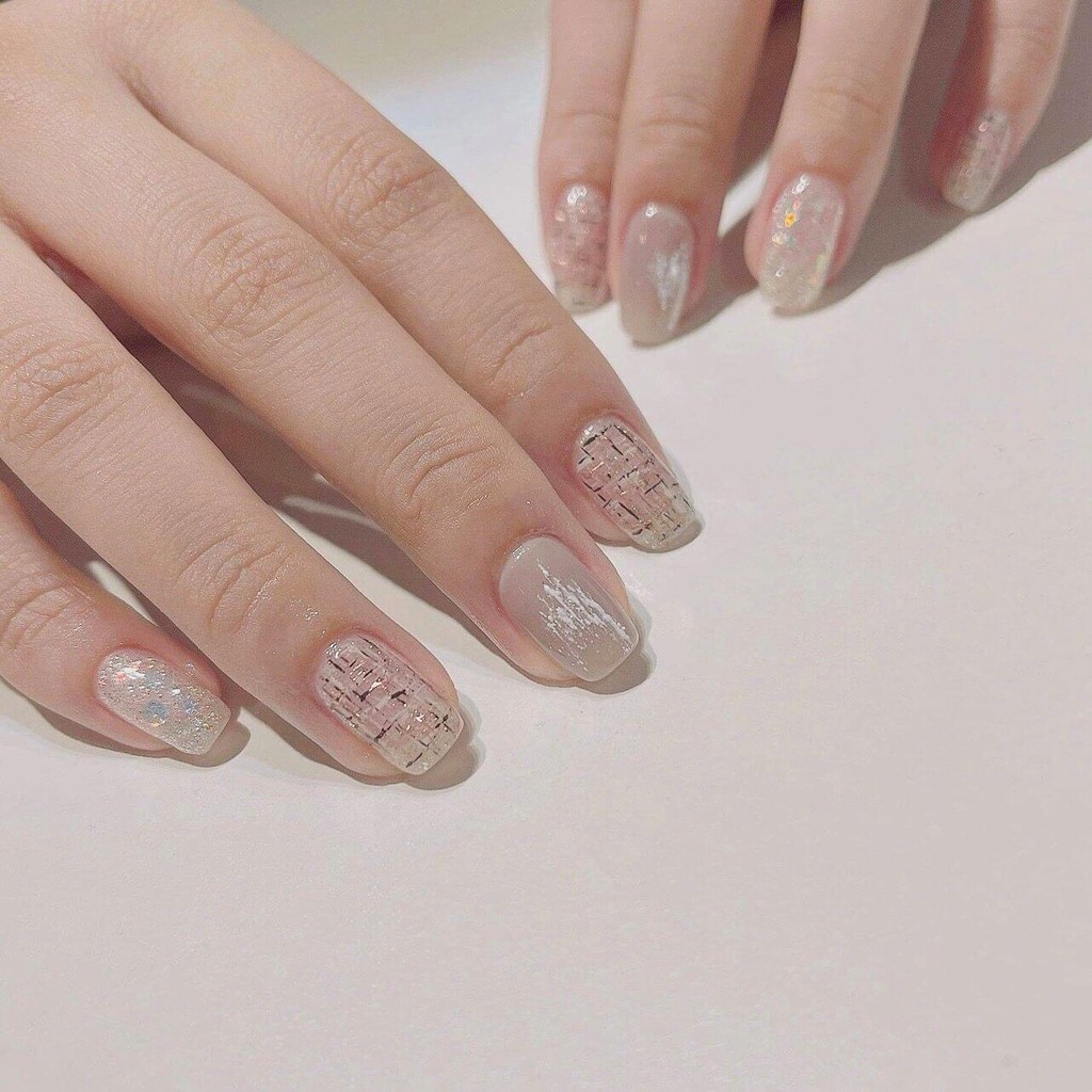 Nailbox hoạ tiết móng xước kẻ ô cực đẹp A394, mẫu móng giả hot nhất 2022