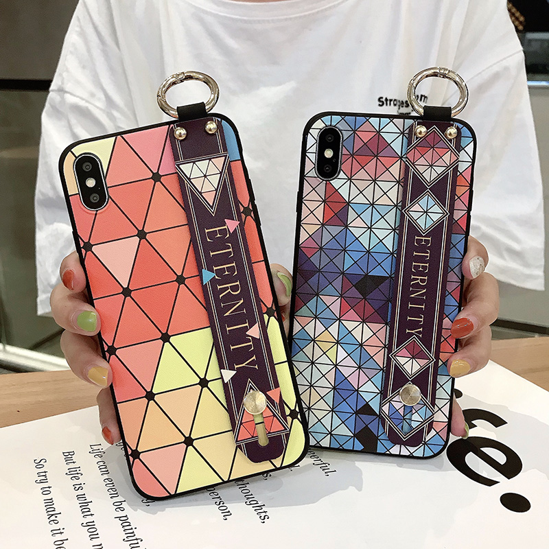 Ốp Lưng Mềm Họa Tiết Kim Cương Có Dây Đeo Tay Cho Samsung S21 Plus S21 Ultra A42 A31 A50 A50S A30S A70 A51 A71 A7 2018