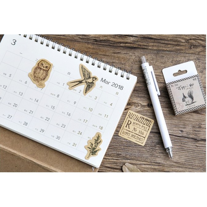 Hộp 46 miếng sticker mẫu thư bút vintage