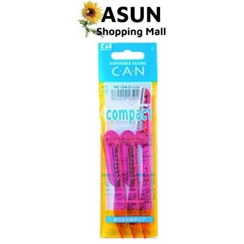 Dao Cạo Lông Mặt, Lông Mày Kai Compact Nhật Bản Thân Nhựa 3 Cây Gấp Gọn