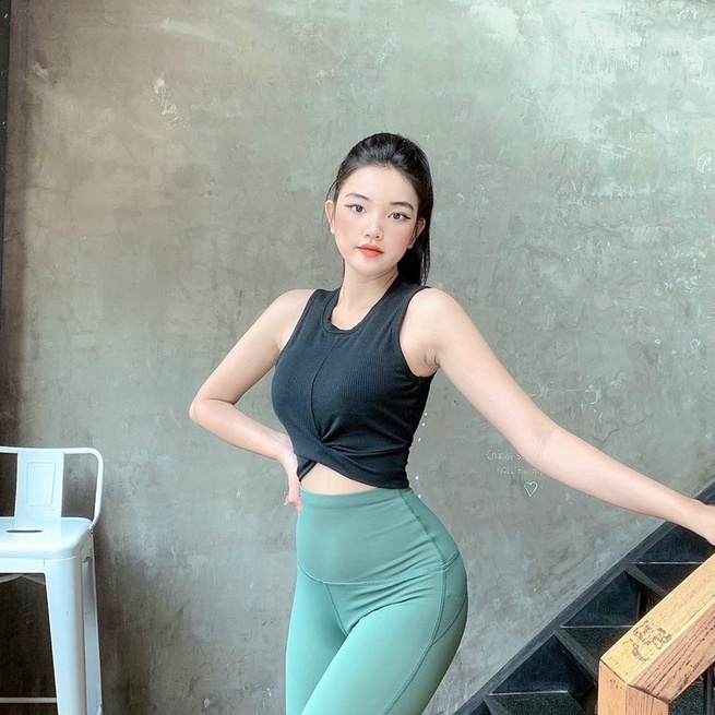 Aó crop tập gym yoga thể thao nữ kèm mút thun tăm Bin Sports A175