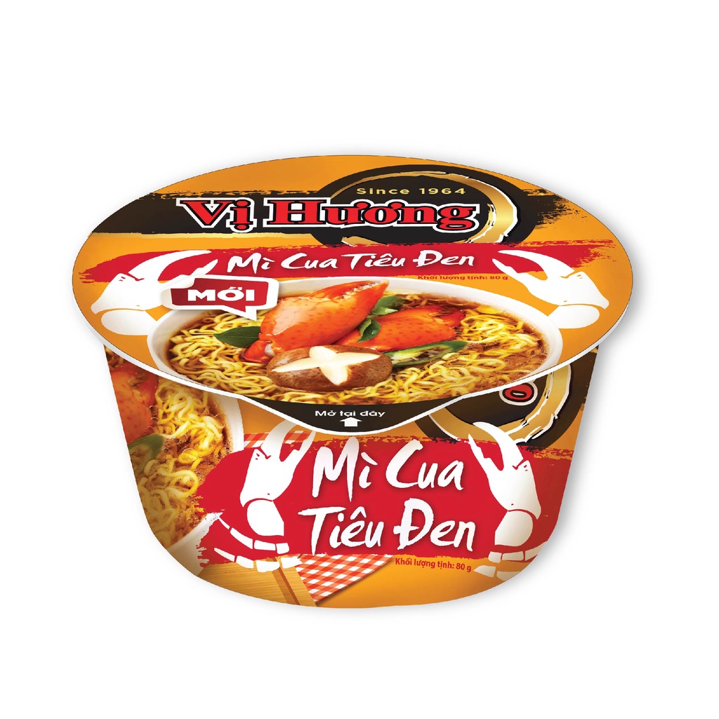 Thùng 12 Tô Mì Vị Hương Cua Tiêu Đen Cao Cấp 80g/tô