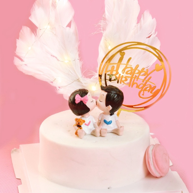 đồ trang trí bánh sinh nhật [FREESHIP❤️] cặp đôi kiss dễ thương