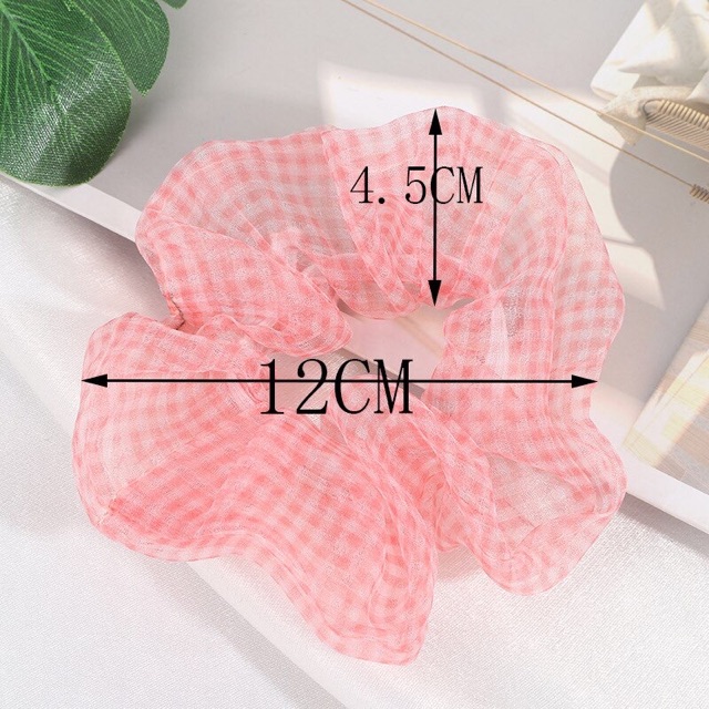 🥕Chun cột tóc Scrunchies voan lưới mỏng