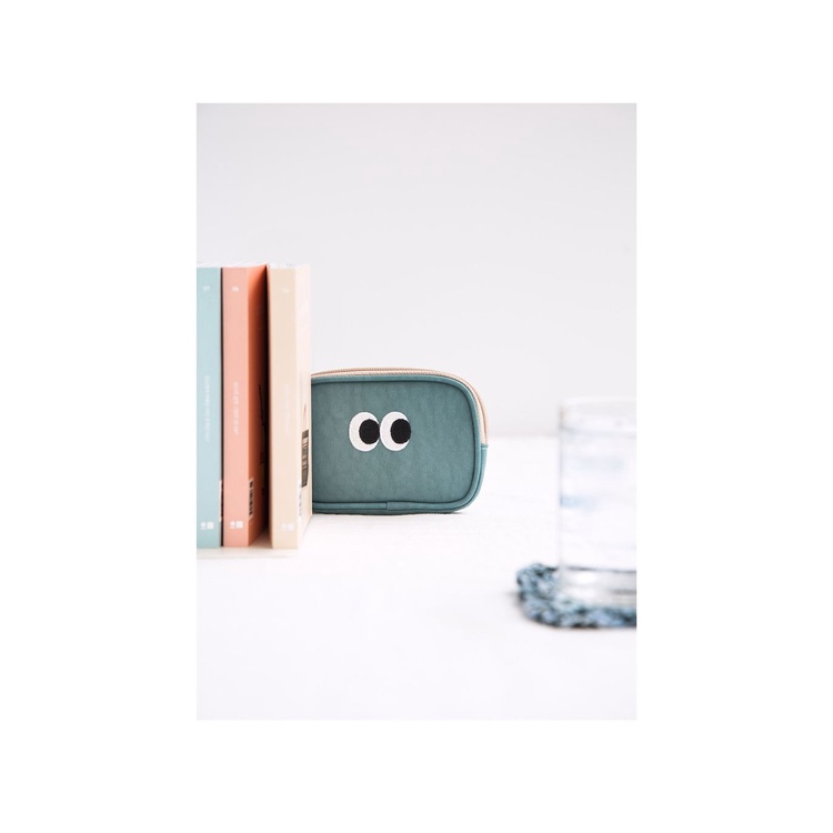 Ví Ngắn Đựng Tiền Xu / Thẻ Vải Cotton Họa Tiết Đôi Mắt To Kiểu Hàn Quốc Dễ Thương