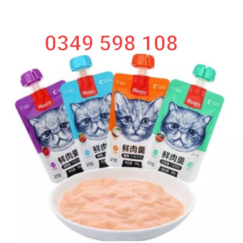 Súp thưởng wanpy nắp vặn 90g thức ăn dinh dưỡng cho mèo