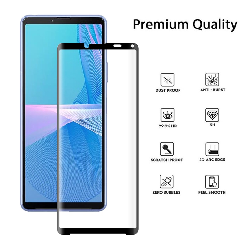 Kính Cường Lực Bảo Vệ Toàn Màn Hình Cong 3D Cho Sony Xperia 1 10 5 III II 1III 5III 10III 10 Plus XZ3 9H