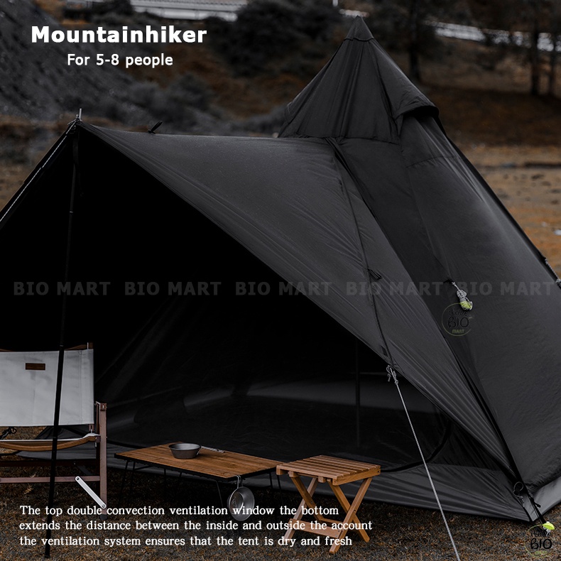 Lều cắm trại Mountainhiker - Lều du lịch phượt dã ngoại dành cho 4-6 người chống thấm nước chống tử ngoại - BIO227