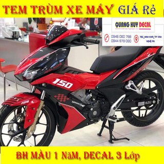 Tem trùm xe Winner X đỏ đen, độ thiết kế team dán phủ decal xe máy giá rẻ đẹp