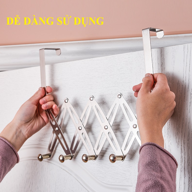 Móc treo quần áo sau cửa, móc treo đồ zic zac gắn tường bằng inox gấp gọn giá treo tường K14