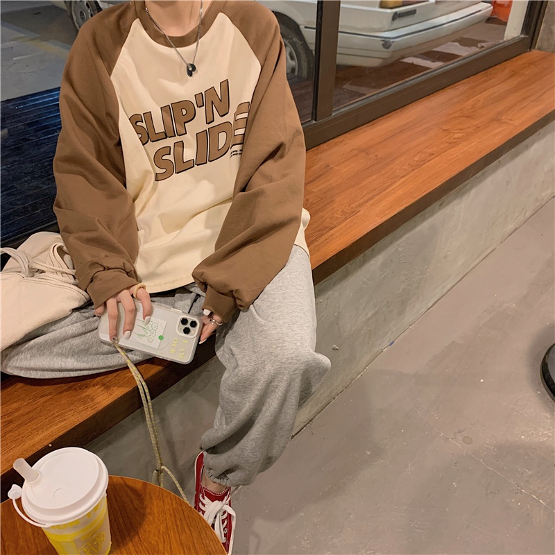 Áo thun cổ tròn dài tay phong cách cổ điển cho nữ