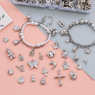 Mặt vòng cổ bạc y2ksilver hình gấu / bướm cổ điển