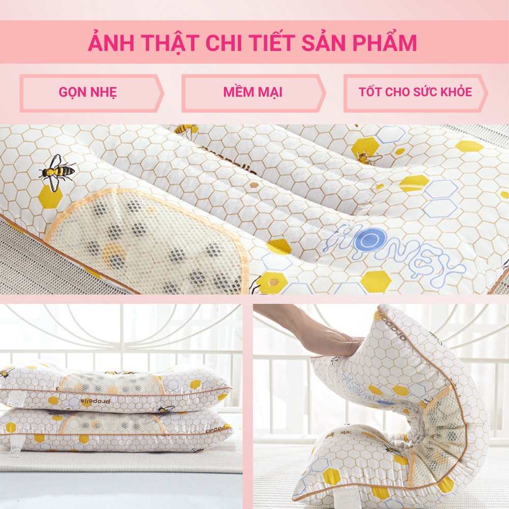 Gối massage giảm đau vai gáy, gối đầu 3 rãnh (Kích Thước 50cm x 70cm)