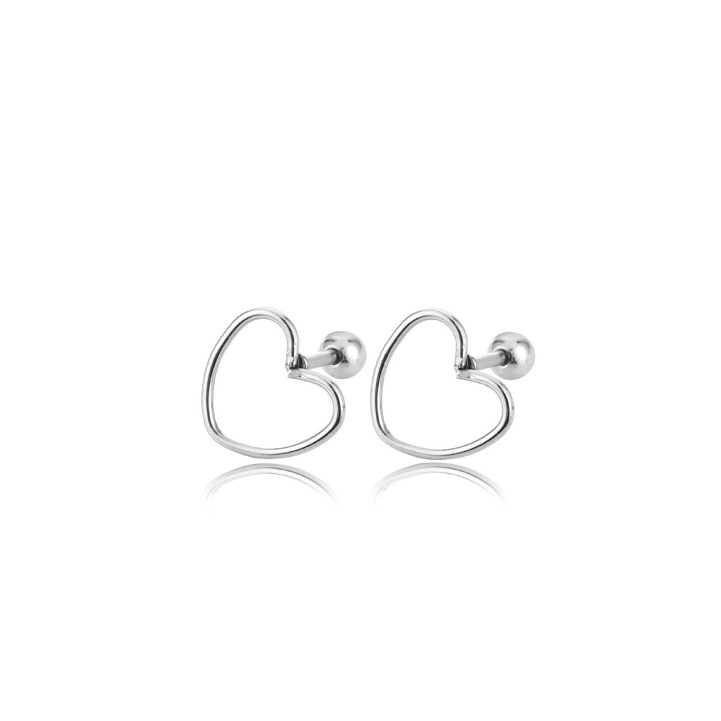 Heart Empty Earring khuyên tai titan trái tim rỗng không gỉ không đen không dị ứng nam nữ unisex