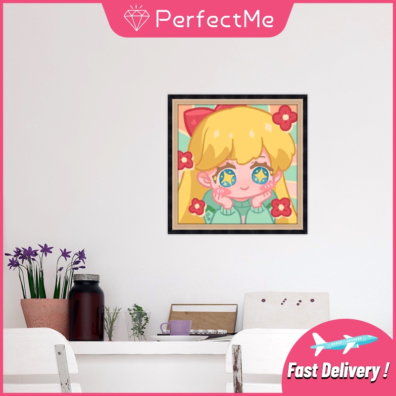 Bộ tranh đính đá 5D họa tiết thủy thủ mặt trăng độc đáo kích thước 30x30cm DIY dùng trang trí