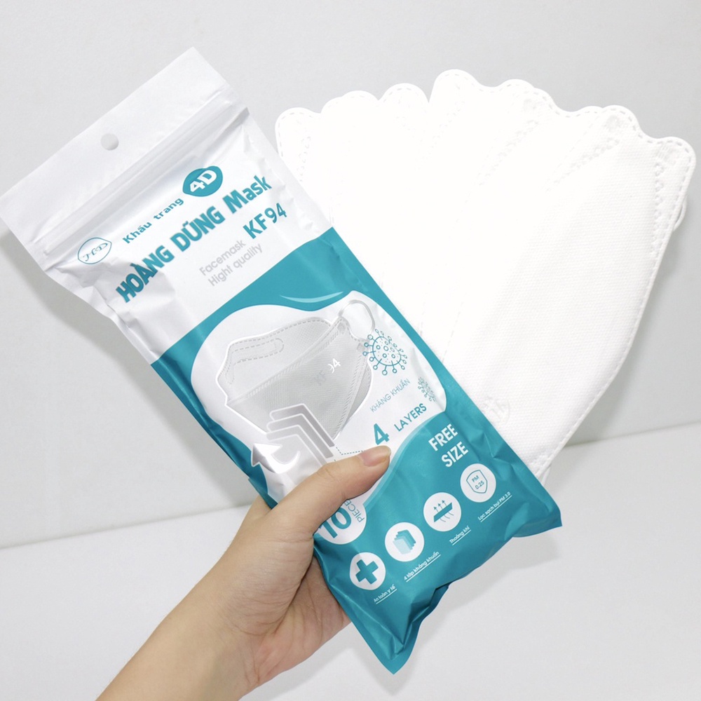 Set 50/20/10 khẩu trang KF94 hoàng dũng 4 lớp kháng khuẩn chống bụi mịn kf94 4D mask