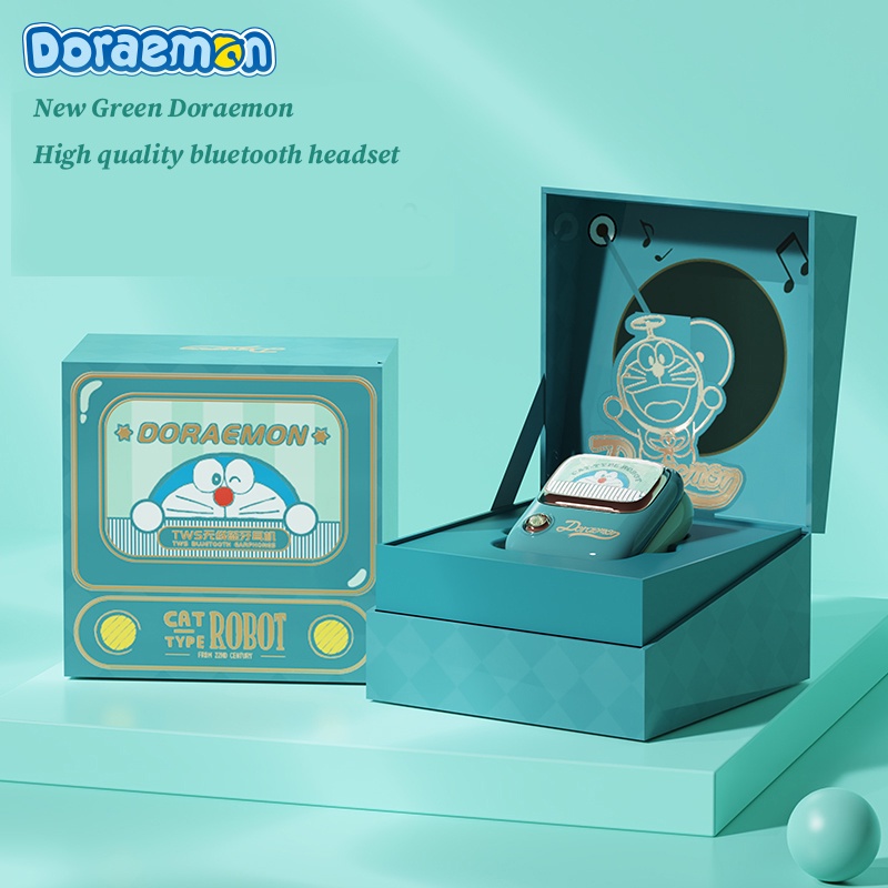 Tai nghe bluetooth Doraemon / tai nghe bluetooth không dây hộp gửi cáp dữ liệu / tai nghe dễ thương