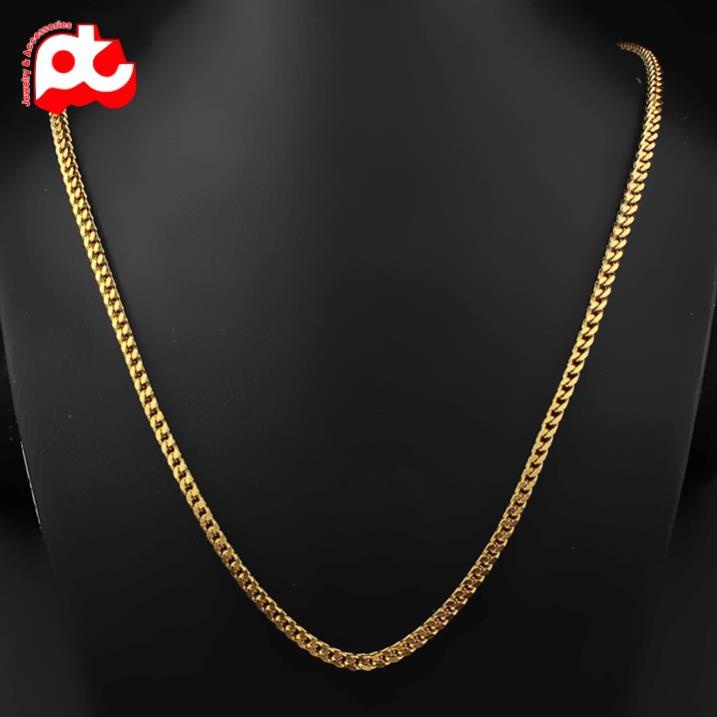 Dây chuyền titan nam cao cấp đẹp sang trọng thép không gỉ kiểu lặc vuông PT JEWELRY kích cỡ 3mm mạ vàng PTDCNA62