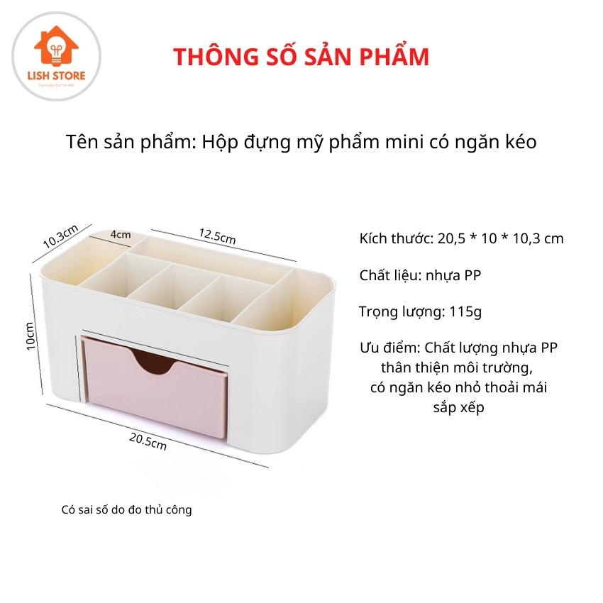 Kệ đựng mỹ phẩm hộp để bông tẩy trang đồ trang điểm mini để bàn có ngăn kéo LISH Store