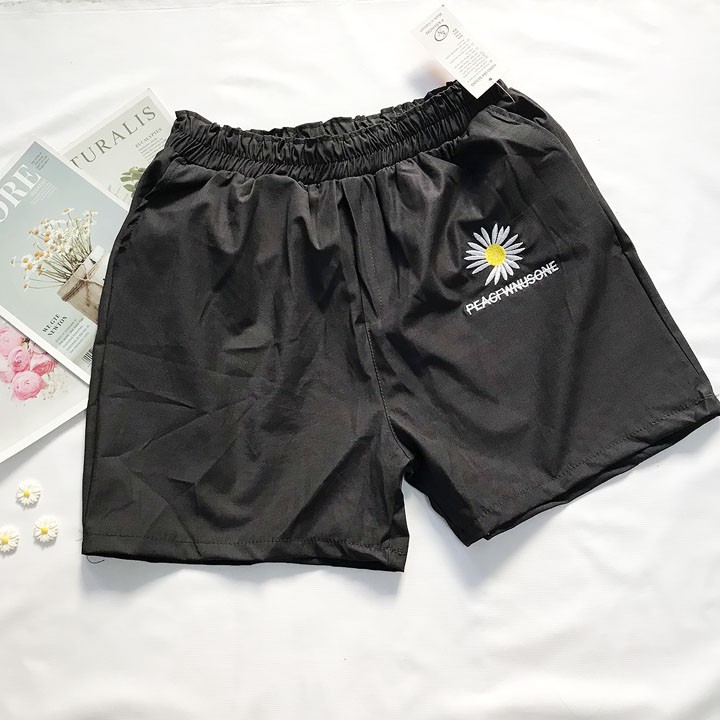 Quần đùi sọt (short) nữ  freesize từ 45kg-53kg vải kate mềm thêu hoa cúc - QU22