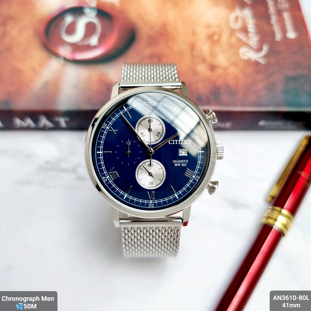 Đồng Hồ Nam Citizen AN3610-80L Pin Dây Sắt Lưới