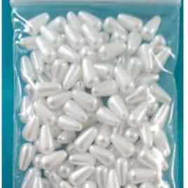 gói 10-25-50gam hạt bẹt, cườm nhựa giọt nước 6x12mm trắng