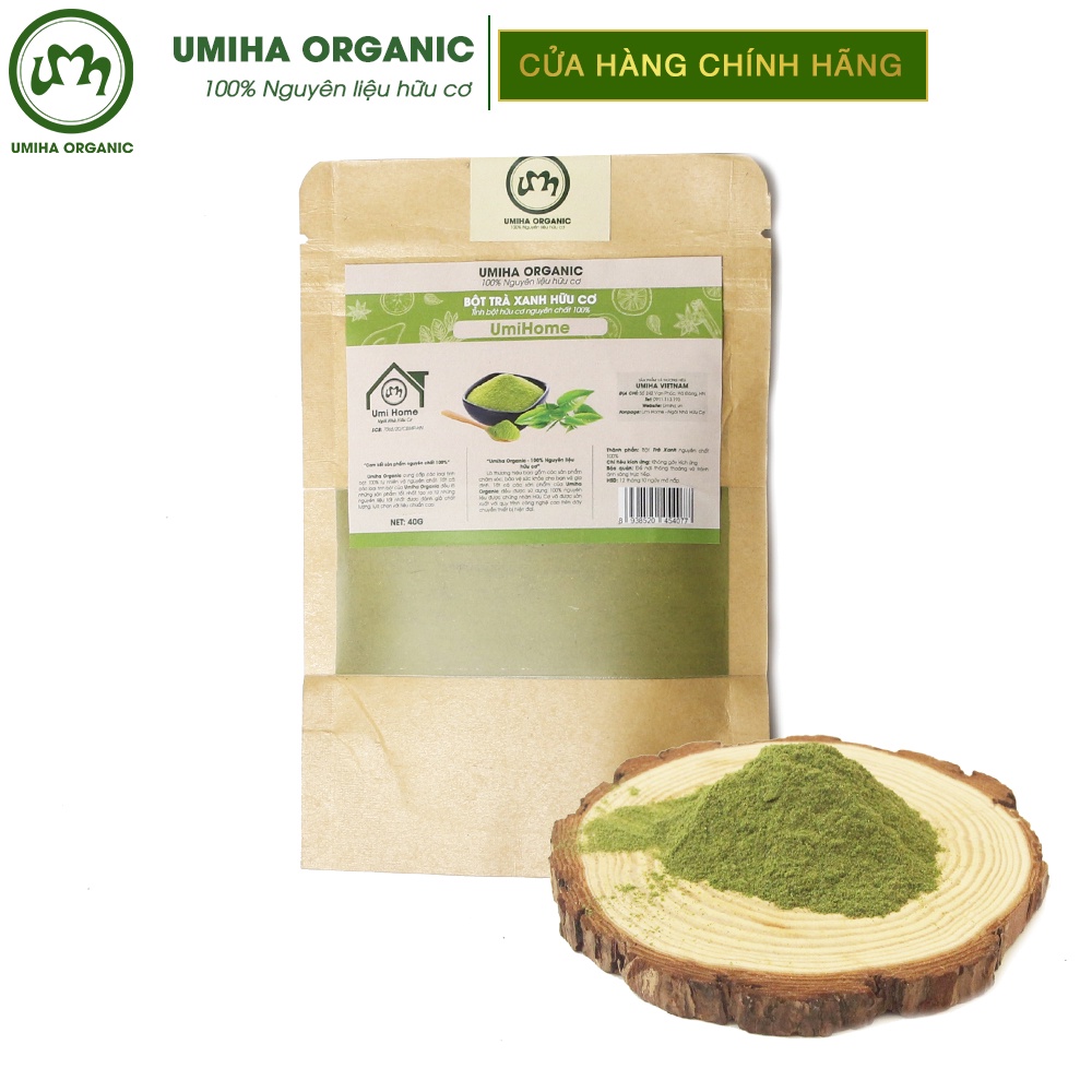 Bột Trà Xanh đắp mặt nạ hữu cơ UMIHA nguyên chất 40G | Green Tea Powder 100% Organic