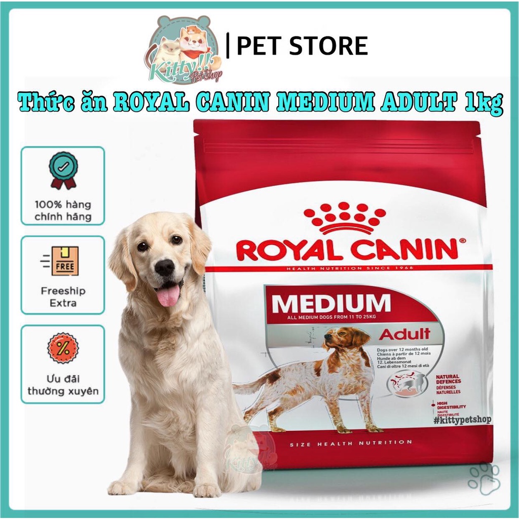 Royal Canin Medium Adult - Thức ăn hạt cho chó trưởng thành, giống vừa, 1kg - Kitty Pet Shop