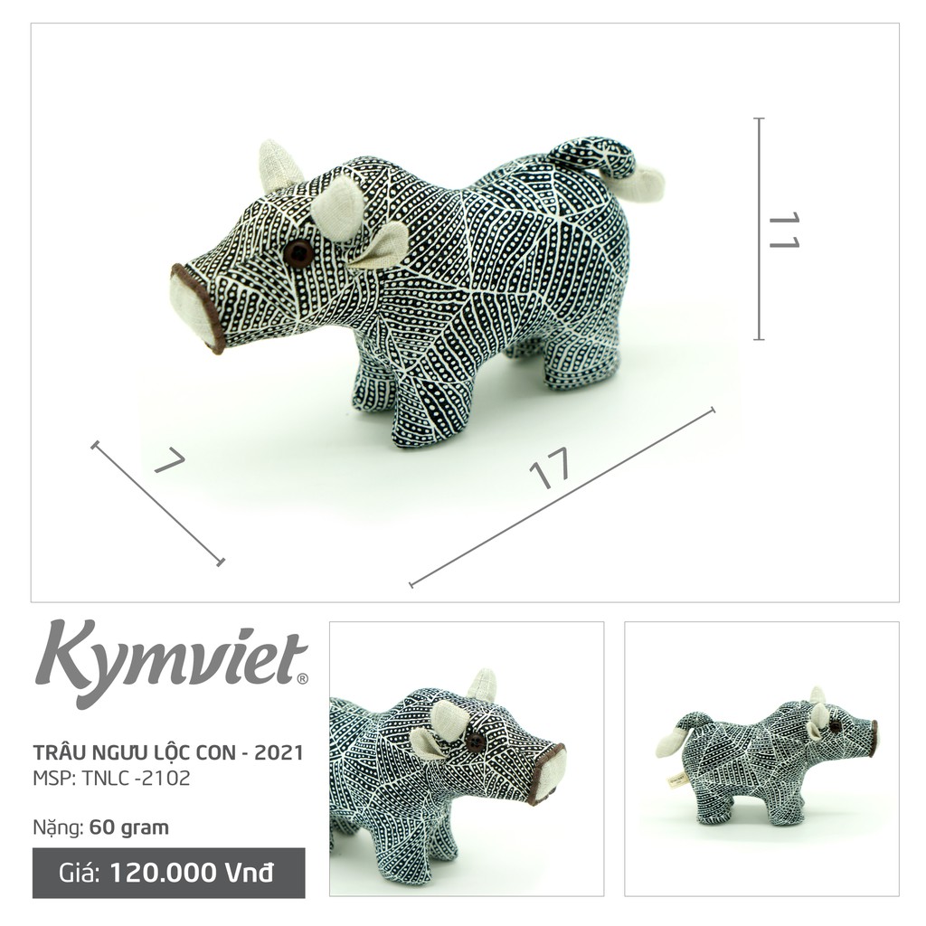 Đồ Chơi Nhồi Bông Hình Trâu Ngưu Lộc Con Kymviet Craft Cotton
