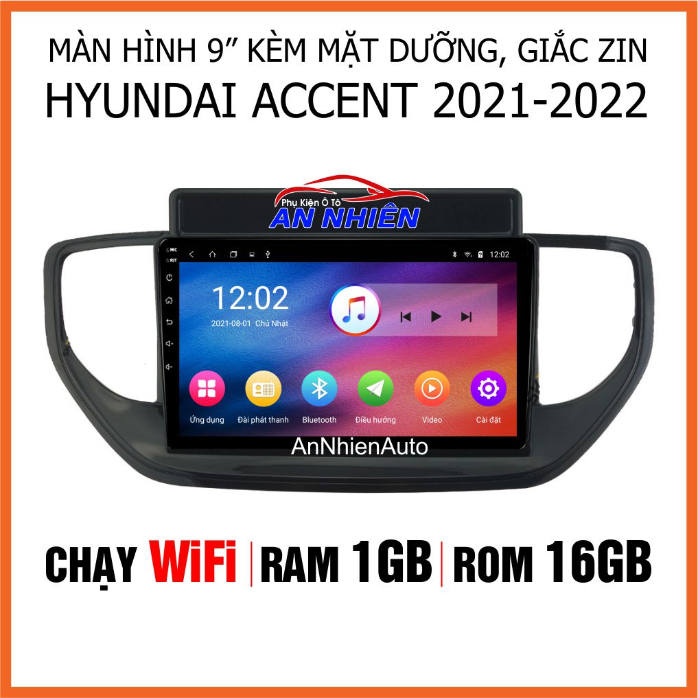 Màn Hình Android 9 inch Cho Xe ACCENT 2021-2022 - Đầu DVD Android Kèm Mặt Dưỡng Giắc Zin HYUNDAI ACCENT - Điều Khiển Giọ