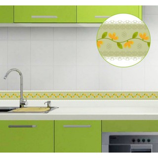 10 MÉT DÁN VIỀN TƯỜNG - HOA VÀNG NỀN XANH LÁ AK027