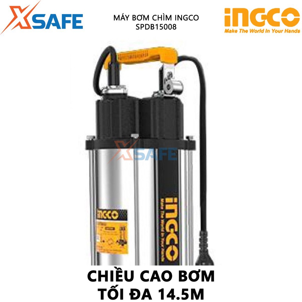 Máy bơm chìm nước thải INGCO SPDB15008 Máy bơm 1500W(2.0HP), chiều cao bơm 14.5m, tốc độ dòng chảy 20m3/h - [XSAFE]