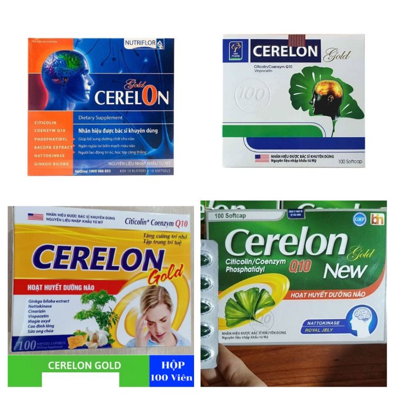 Hoạt huyết dưỡng não Cerelon Q10 Gold bổ não trợ tim tăng cường trí nhớ