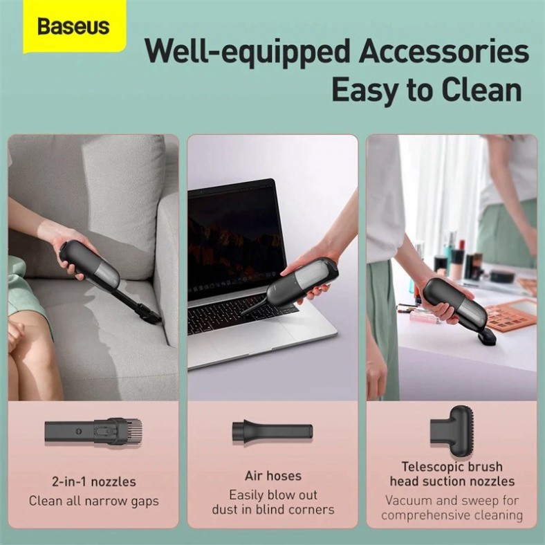 Máy hút bụi cầm tay Mini Baseus C1 Capsule Vacuum Cleaner tích hợp đèn thông báo với công suất 45W | BigBuy360 - bigbuy360.vn
