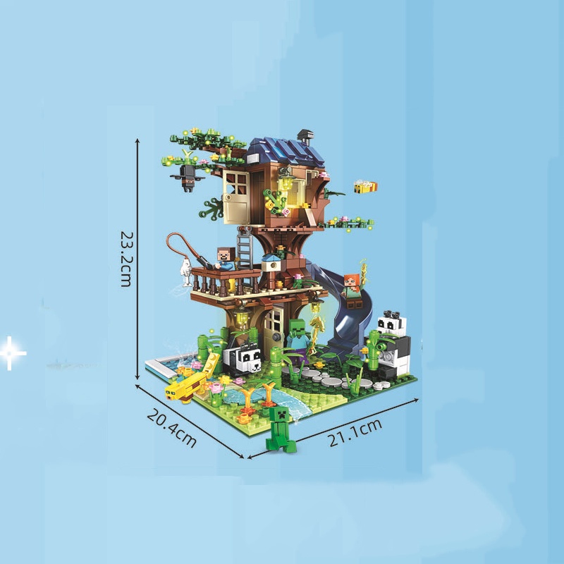 Bộ 706 khối mô hình lắp ghép SLUBAN hình ngôi nhà cây thế giới mini giáo dục cho trẻ em minecraft
