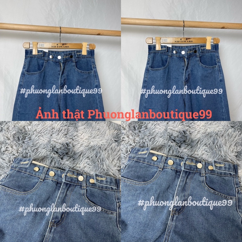Quần jean  Quần bò nữ dài ống suông đứng hai màu xanh đậm xanh nhạt đai ôm hông dành cho nữ PHULA B10