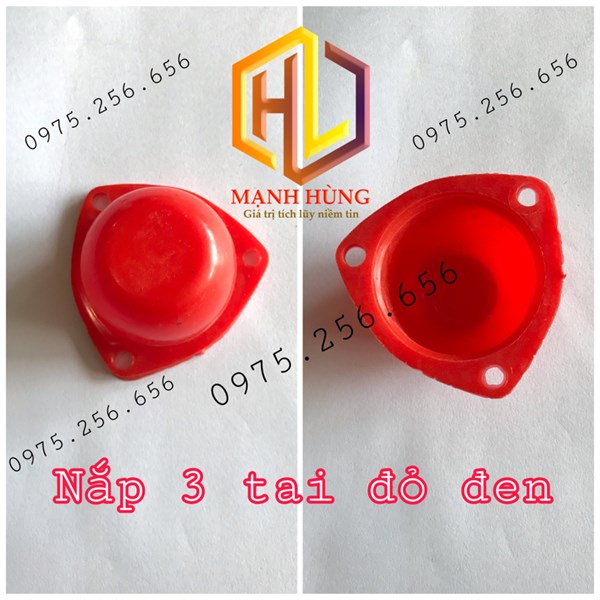 Nắp 3 Tai côn nhựa đỏ + đen Cày 61 phụ tùng máy cày 61 phụ tùng Hùng Lỳ