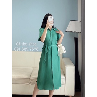 Váy sơ mi lụa kèm đai