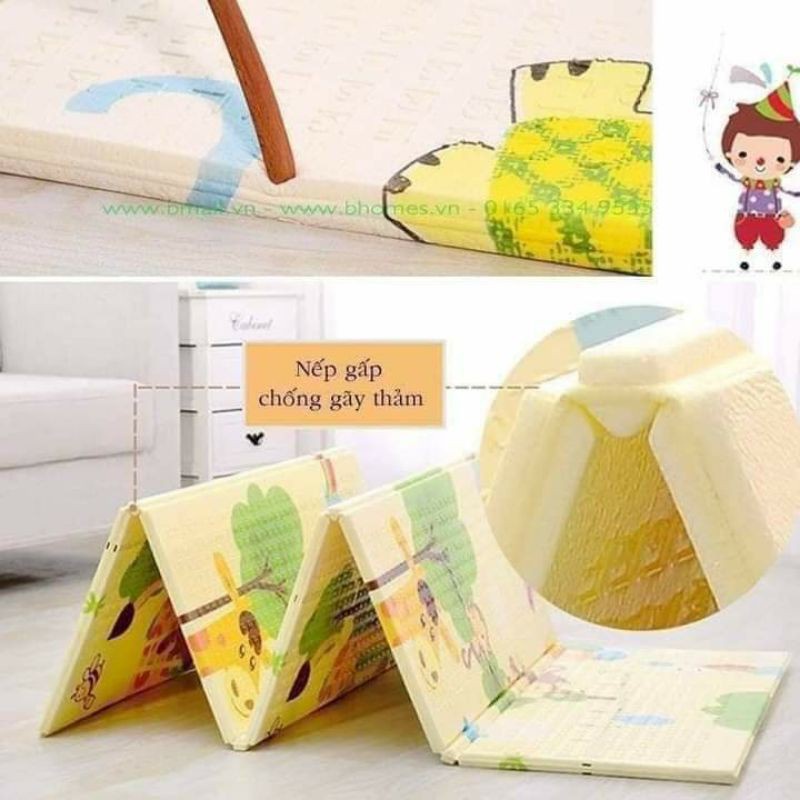 Thảm Xốp Trải Sàn Gấp Gọn Cho Bé XPE | Chiếu Ngủ Trưa Văn Phòng | Loại 1m8 x 2m | Chống Thấm Chống Trơn Trượt |Không Mùi