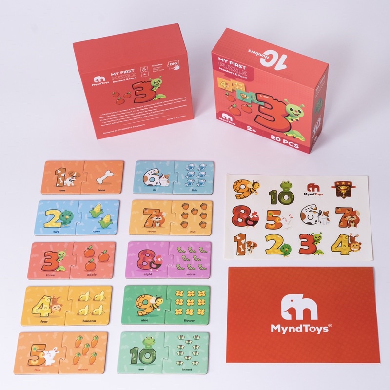 Đồ Chơi Giáo Dục, Bộ xếp Hình MyndToys My First Puzzle - Numbers &amp; Food Dành Cho Các Bé Trên 2 Tuổi