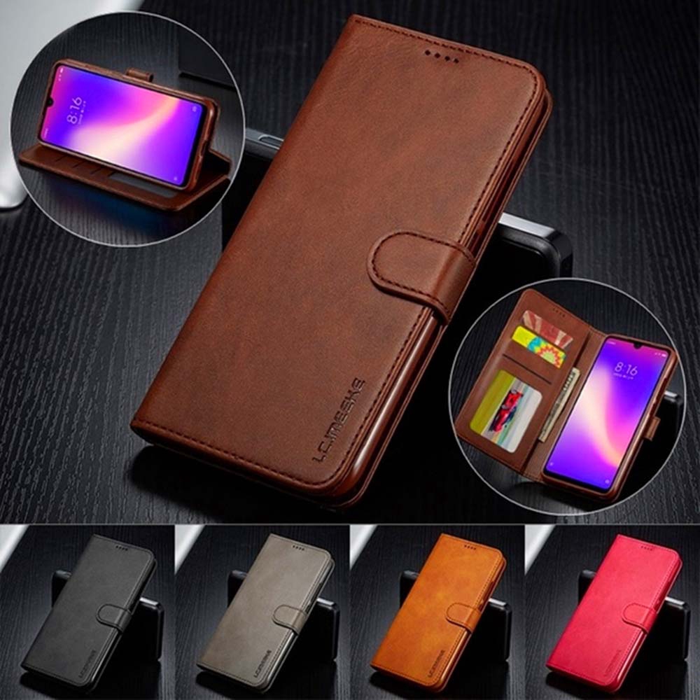 Bao da PU nắp gập từ tính kiểu ví sang trọng kèm giá đỡ cho SAMSUNG GALAXY A7 A6 A8 PLUS A9 A5 2018 A9S