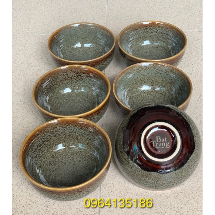 combo 10 bát cơm men hoả biến gốm sứ Bát Tràng