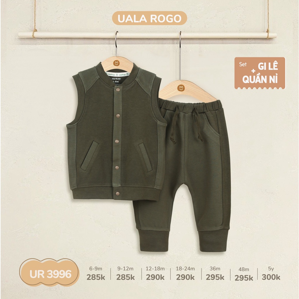 Bộ QA Gile kết hợp quần nỉ UalaRogo cá tính năng động cho bé 6 tháng -  5 tuổi