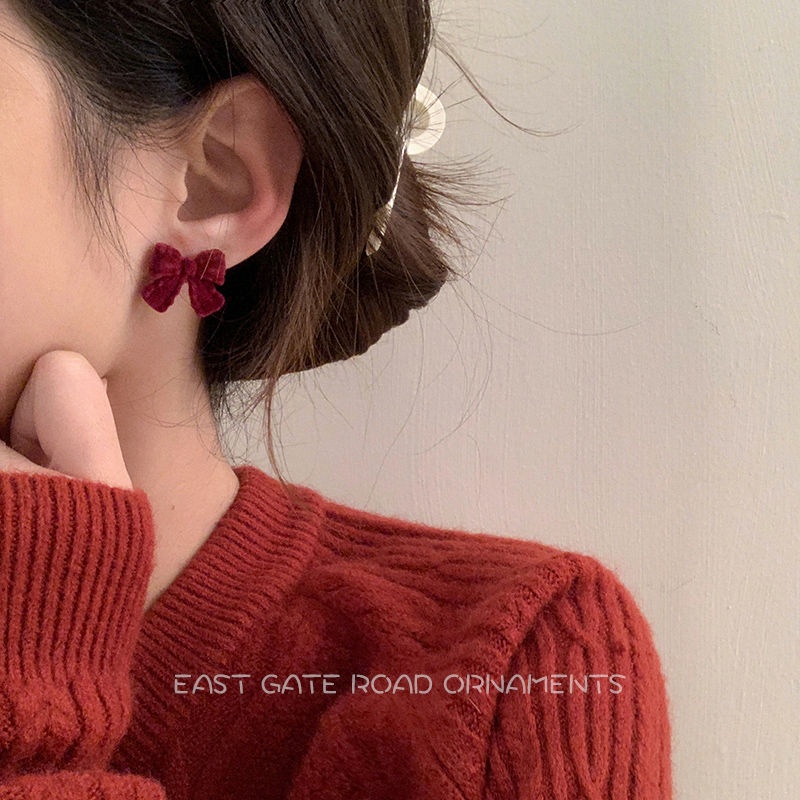 Bông Tai Hình Nơ Bằng Nhung Thời Trang Thu Đông Mới 2022 Cho Nữ