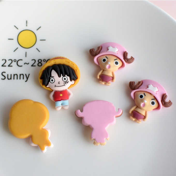 Charm nhân vật Luffy và bác sĩ Tony Tony Chopper trong One Piece dùng làm slime, dán Jibbitz, trang trí kẹp tóc, DIY