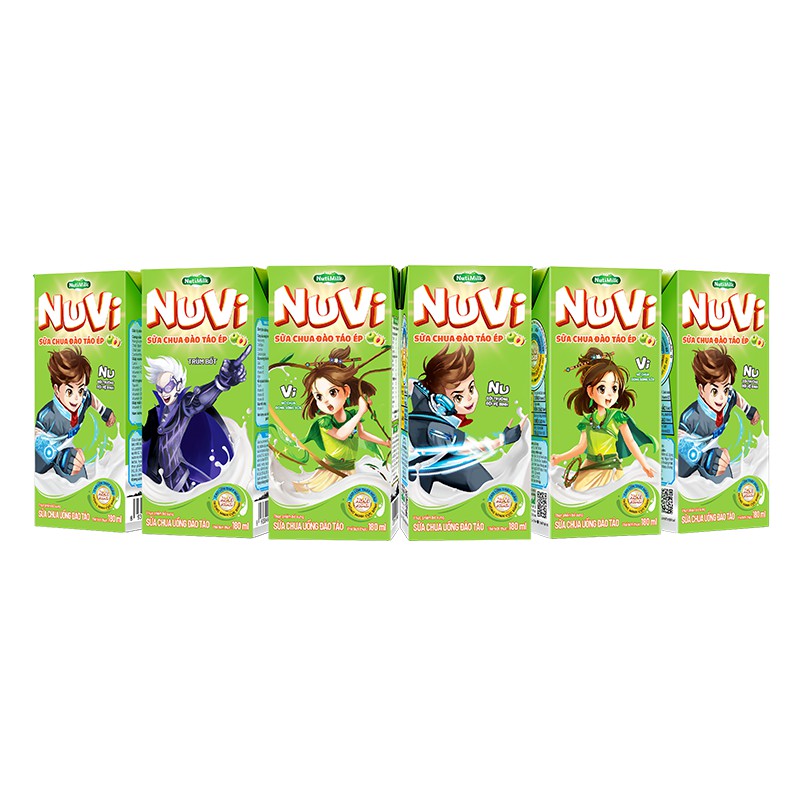 [Date mới] Sữa Nuvi ⚡NutiFood⚡ NuVi Sữa Chua Táo Đào Ép - Thùng 48 hộp x 180ml