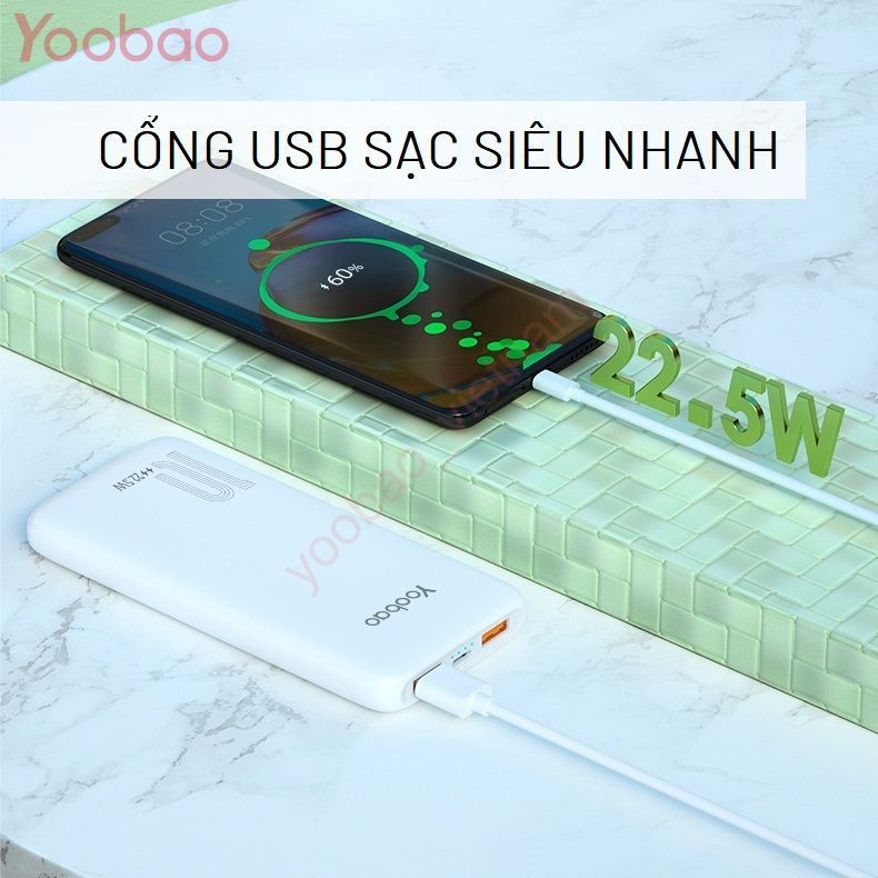 Sạc Dự Phòng Yoobao 10000mAh Sạc Nhanh Cổng USB Kép Pin Polymer Cao Cấp - YOOBAO D10Q