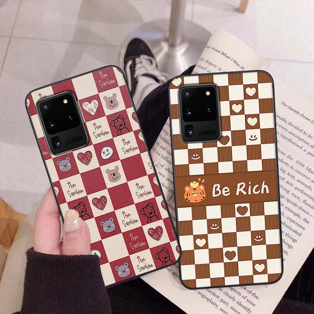 Ốp Samsung S20 Ultra gấu Bear rick caro vuông thời trang siêu đẹp